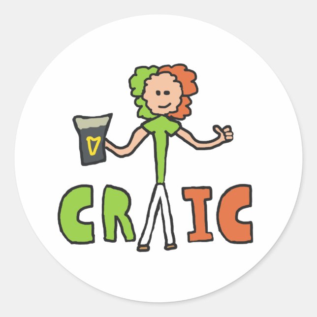 Pegatina Redonda Disfruta Del Craic (Anverso)