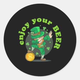 Pegatina Redonda Disfrute de su cerveza St Patricks Day Funny Irish