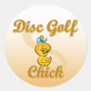 Pegatina Redonda Disk Golf Chick