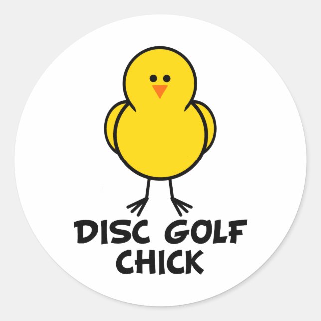 Pegatina Redonda Disk Golf Chick (Anverso)