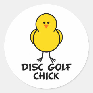 Pegatina Redonda Disk Golf Chick