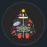 Pegatina Redonda Disk Golf Frisbee Christmas Ornament Tree Funny Gi<br><div class="desc">Disk Golf Frisbee Christmas Ornament Tree Funny Gift Men</div>