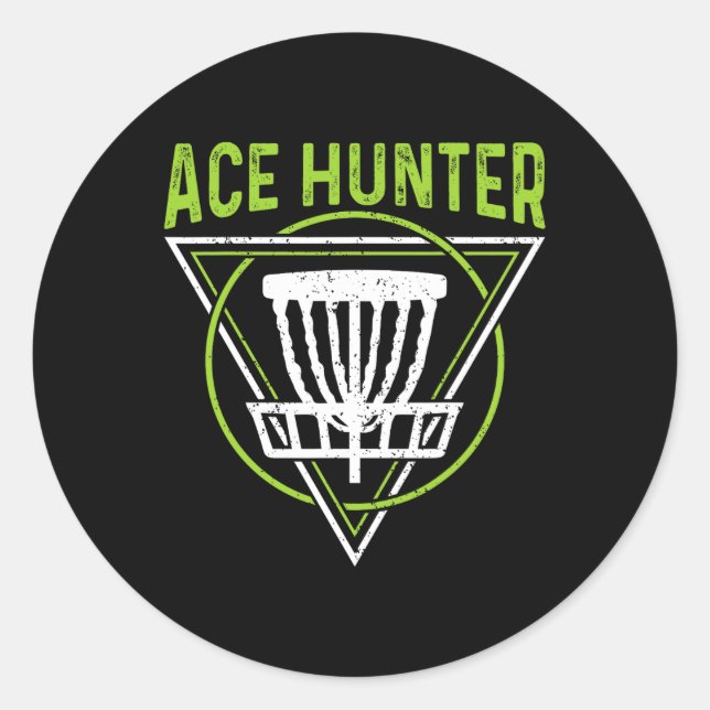 Pegatina Redonda Disk Golf Shirt Funny Ace Hunter Disk Golf (Anverso)