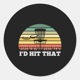 Pegatina Redonda Disk Golf Tee Para Hombres Mujeres Funny Frisbee G