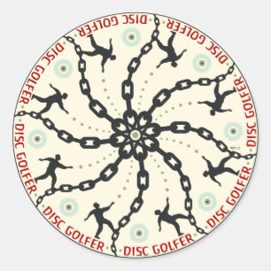 Pegatina Redonda Disk Golfer