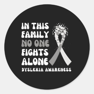 Pegatina Redonda Dislexia Conciencia Cinta gris Esperanza Familia C