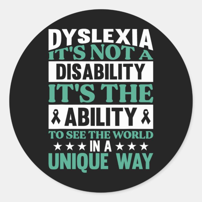 Pegatina Redonda Dislexia No es una dislexia de discapacidad Concie (Anverso)