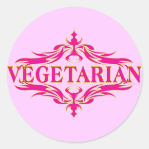 Pegatina Redonda Disminución en rosa - Vegetarina