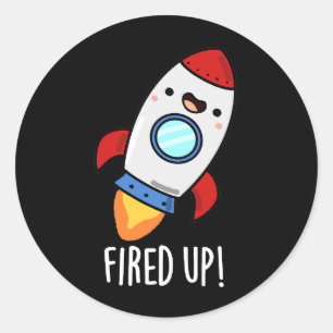 Pegatina Redonda Disparado Funny Rocket Pun Dark BG