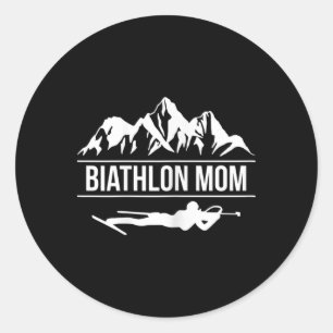 Pegatina Redonda Disparo a Biatlón Mamá Biatleta
