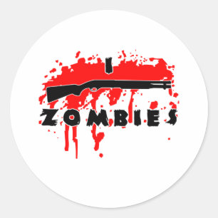 Pegatina Redonda Disparo a zombies