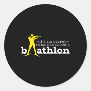 Pegatina Redonda Disparo De Biatlón De Biatlón Para Hombres Mujeres