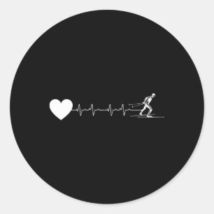 Pegatina Redonda Disparo de esquí de ritmo acelerado Ekg Biathlon