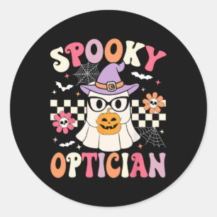 Pegatina Redonda Disparo de Halloween, Médico oftalmólogo óptico de