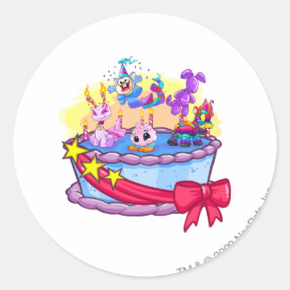Pegatina Redonda Disparo por grupo de pasteles de cumpleaños