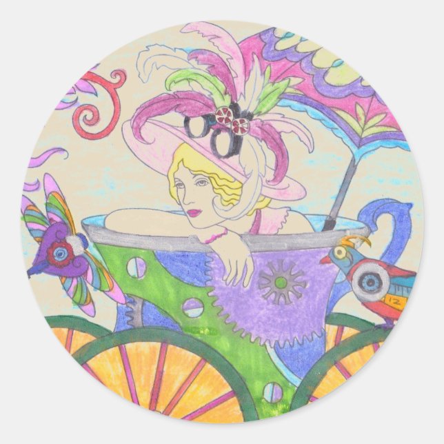 Pegatina Redonda Dispensador de jabón Steampunk 8 y soporte de cepi (Anverso)