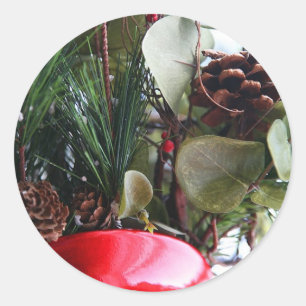 Pegatina Redonda Disposición de las flores de vacaciones