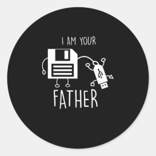 Pegatina Redonda Disquetera divertida a USB Soy tu padre