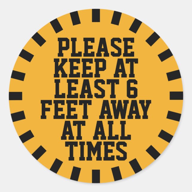 Pegatina Redonda Distancia social de seis pies (Anverso)
