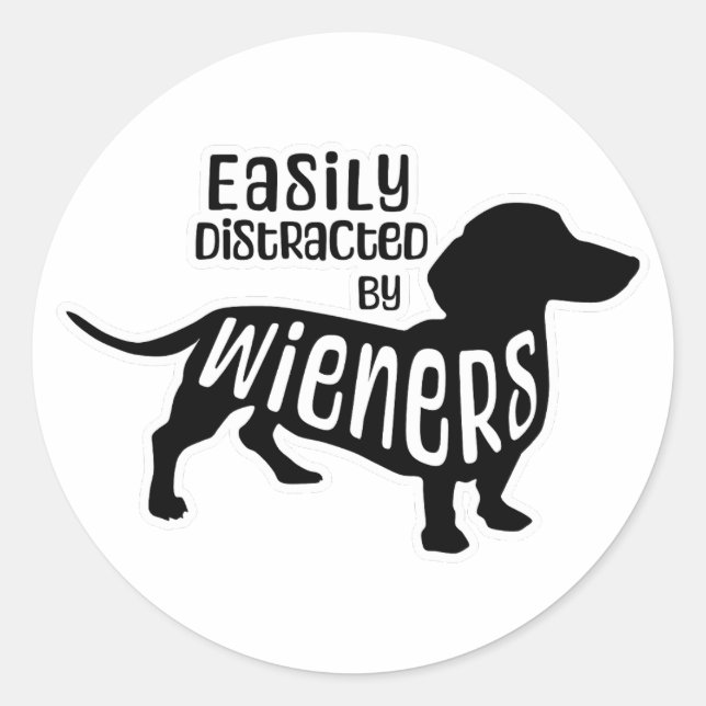 Pegatina Redonda Distraído fácilmente por Wieners (Anverso)