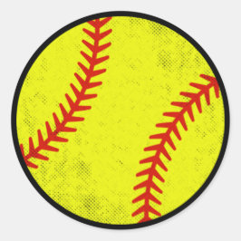 Pegatina Redonda Distressed Vintage Softball Graphic Design