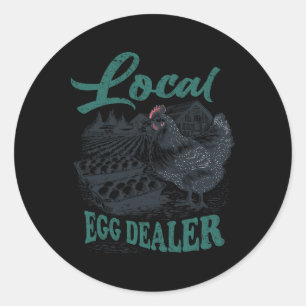 Pegatina Redonda Distribuidor de huevos local gallina retro diverti