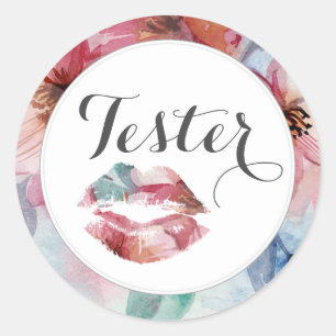 Pegatina Redonda Distribuidor de Labiales Probador de Productos Lab
