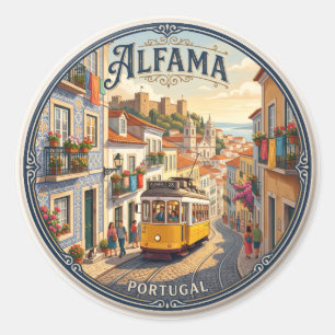 Pegatina Redonda Distrito de Alfama Portugal