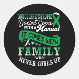 Pegatina Redonda Distrofia muscular Conciencia Familia Apoyo Verde