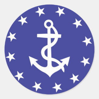 Pegatina Redonda Ditty Bag_White Anchor_Circle de Stars_insignia