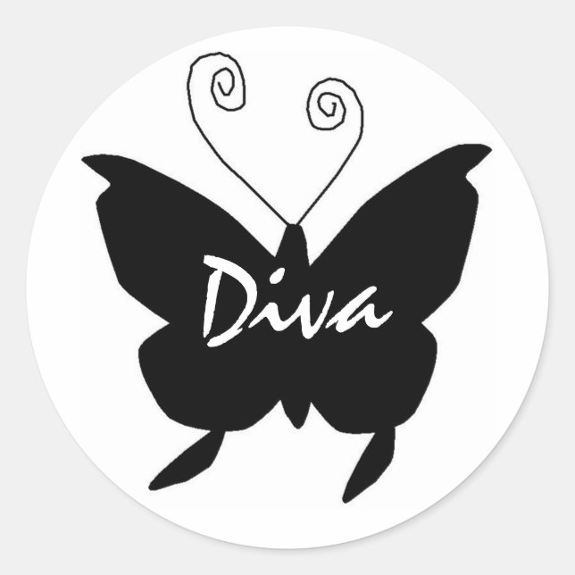 Pegatina Redonda Diva Butterfly (Anverso)