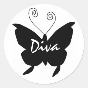Pegatina Redonda Diva Butterfly