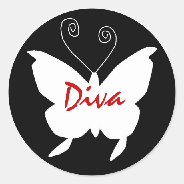 Pegatina Redonda Diva Butterfly I (Anverso)