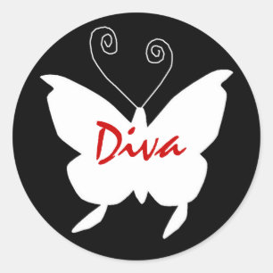 Pegatina Redonda Diva Butterfly I
