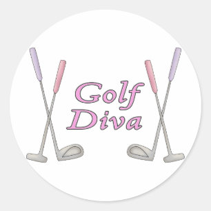 Pegatina Redonda Diva del golf