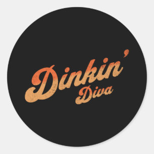 Pegatina Redonda Diva del pickleball pickle ball