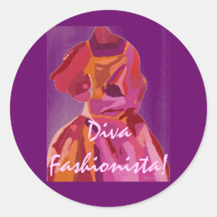 Pegatina Redonda Diva Fashionista Otumn Reds
