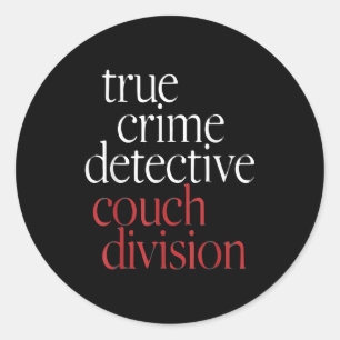 Pegatina Redonda Diván de detective de crímenes reales 