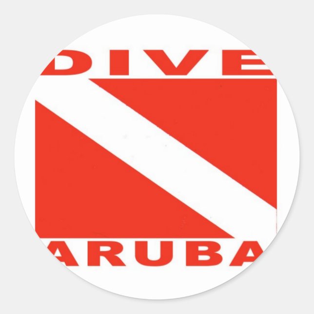 Pegatina Redonda Dive Aruba (Anverso)