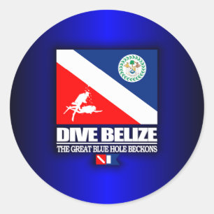 Pegatina Redonda Dive Belize