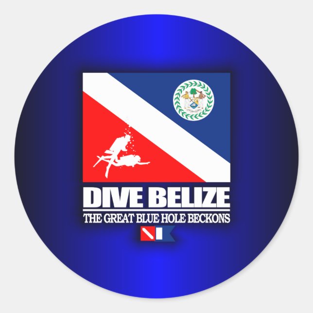 Pegatina Redonda Dive Belize (Anverso)