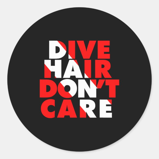 Pegatina Redonda Dive Hair Don't Care  (Anverso)
