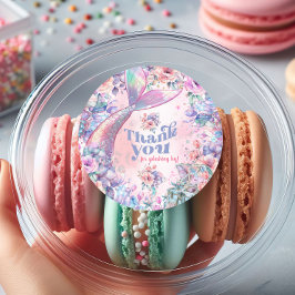 Pegatina Redonda Dive into Five Flower Glitter Mermaid Thank you