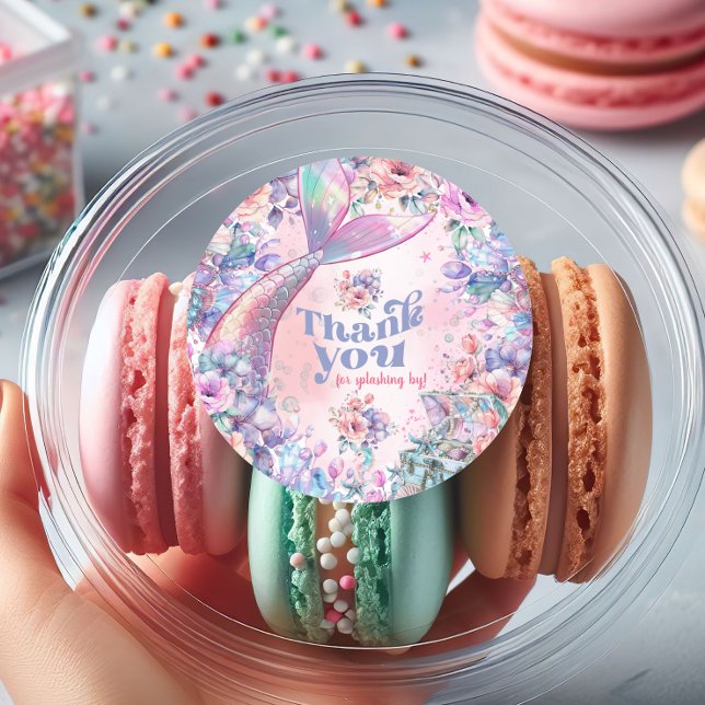 Pegatina Redonda Dive into Five Flower Glitter Mermaid Thank you (Subido por el creador)