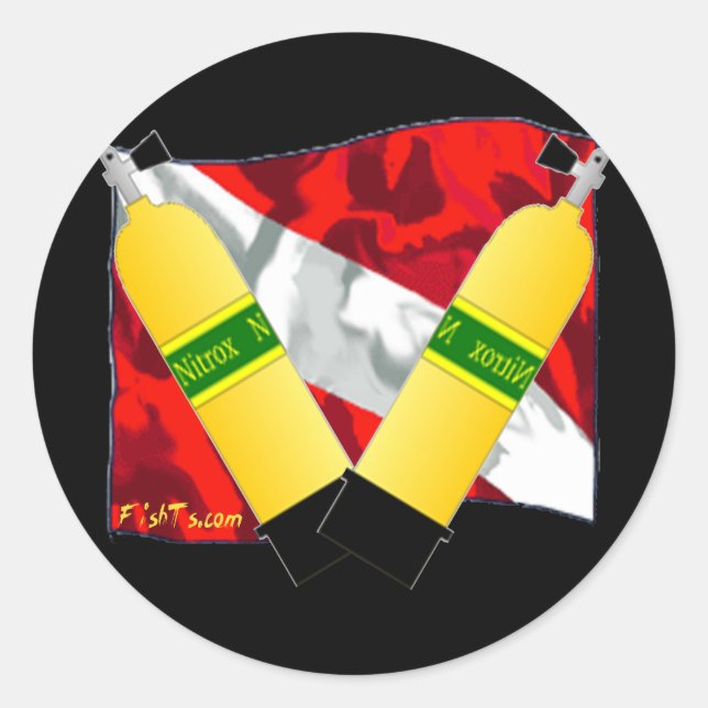 Pegatina Redonda Divers Den-Flags (Anverso)