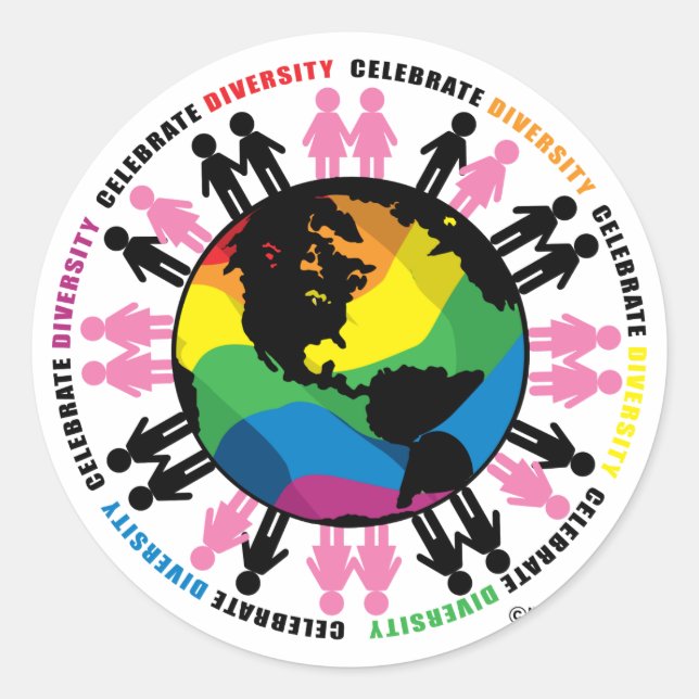 Pegatina Redonda Diversidad LGBT (Anverso)