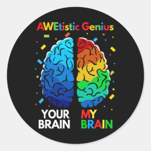Pegatina Redonda Diversidad Neurodiversidad Autismo Conciencia Awet