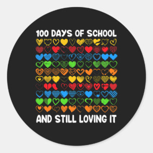 Pegatina Redonda Diversión 100 Días De Escuela Y Aún Amar A Los Chi