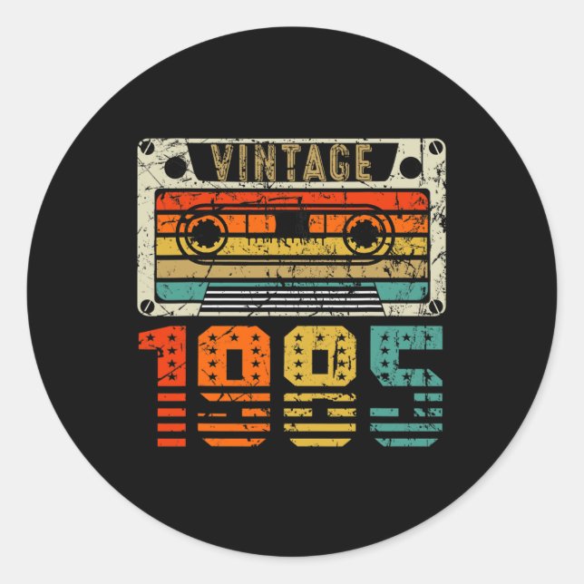 Pegatina Redonda Diversión 1985 Hombres Y Mujeres De 37 Años (Anverso)