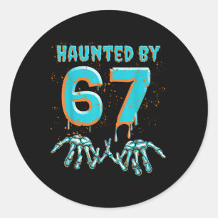 Pegatina Redonda Diversión 67 Meme Halloween Mano de Esqueleto Embr